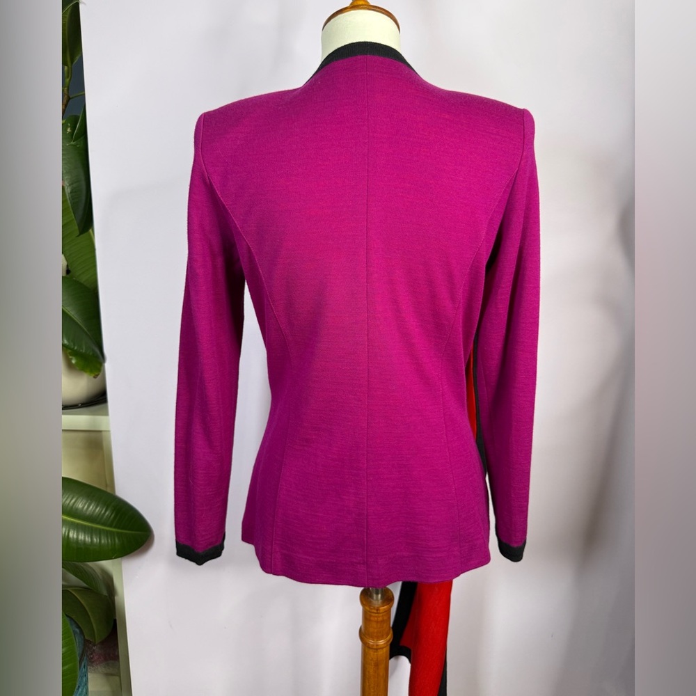 Vintage Adrienne Vittadini Purple & Red Button Up Top with Attached Scarf - Picture 6 of 7